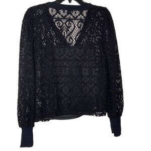 1. State black pullover mesh top-perfect for any weather. Size L